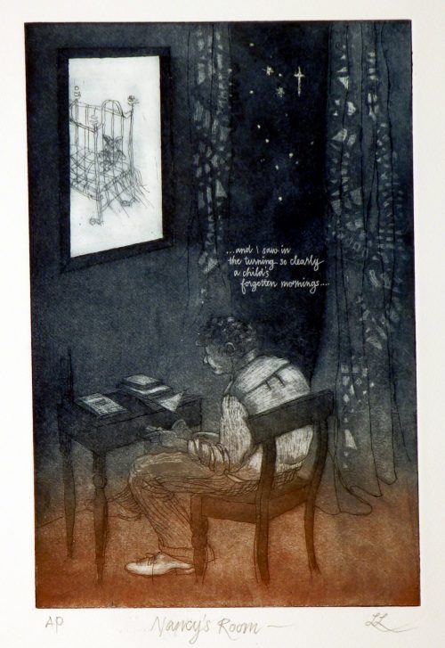 LESLEY LILLYWHITE | NANCY’S ROOM | ETCHING & AQUATINT WITH SCREENPRINT