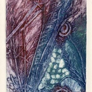Anne Gullick Into the Deep Collagraph in mount 35x27cms
