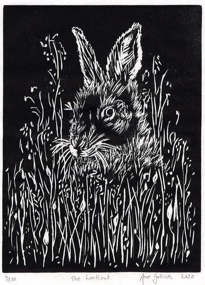 Anne Gullick ‘The Lookout’ Woodcut | Swansea Print Workshop