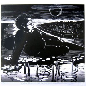 Judith Stroud Dylan Thomas The lulled and dumbfound town linocut