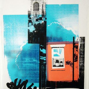 Lesley Lillywhite Cambridge GrafittiScreenprint 630 x 430mm