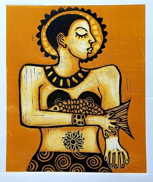 Alan Williams ‘Ocre’ Empress Linocut 26 x 22cm £75.JPG