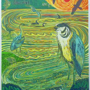 Alan Figg | ‘The Heron Priested Shore’ | Reduction Linocut | 33 x 46cm