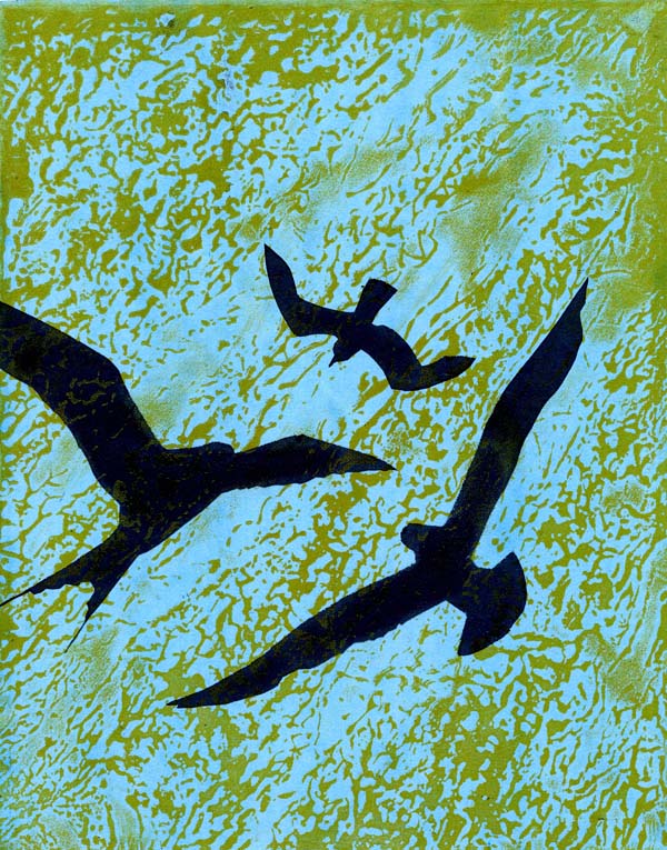 Ruth Parmiter 'Free Flight' linocut
