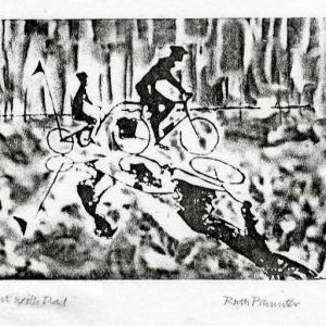 Ruth Parmiter ‘Out With Dad’ Lino etch 11x 15 cms framed £45
