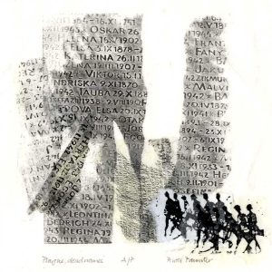 Ruth Parmiter | Prague Dead Names | Relief collage | 24x24cm | £45