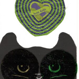 Rose Davies | artonapostcard HeartKitty1 | linocut 10x15cm