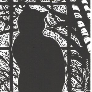 Rose_Davies | artonapostcard WindowCat2 | linocut 10x15cm £40.00