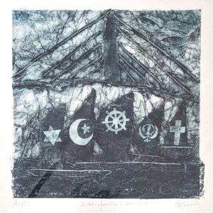 Clare Zeevi | Interfaith Swansea AP | collagraph | 20x20cm |£25