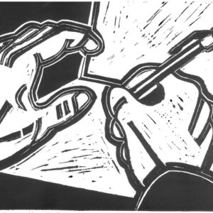 David Robinson | 'Meddwl amdanat' / 'Thinking of you' | Linocut | 14 x 20cm | £35