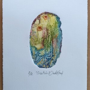 Judith Stroud Creation 2 2/2 collagraph 14x8cm £25