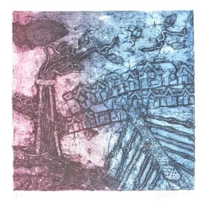 Olivia Watkins | Smoke Stack | collagraph | 20x20cm | £25