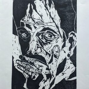 Alan Williams 2/3 Untitled woodcut 46x30cm