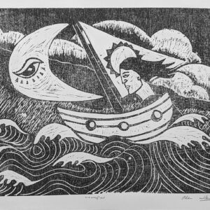 Alan Williams A/P Look Far woodcut 28x35cm