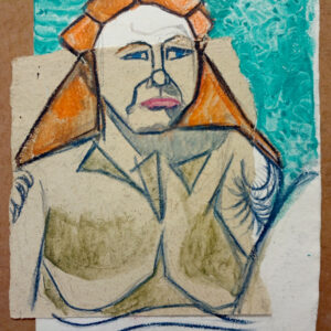 Rosie Scribblah Cochyn 37x31cms Ink and pastel onto vintage papers £250