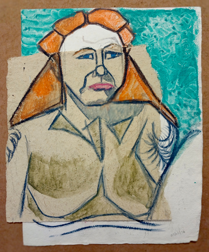 Rosie Scribblah Cochyn 37x31cms Ink and pastel onto vintage papers £250