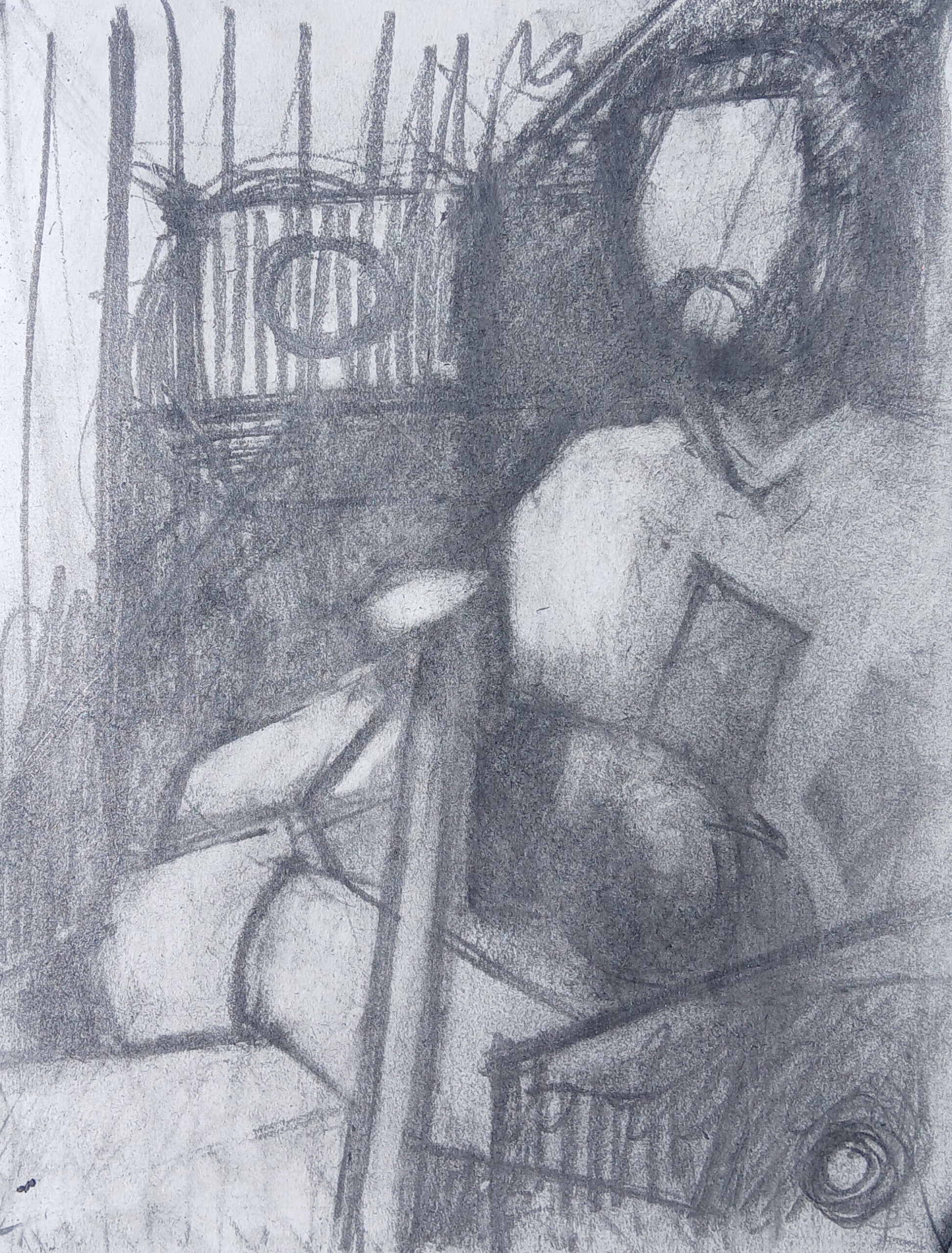 Rossco Yesterdays Call 21.5 x 28cm pencil on card £75
