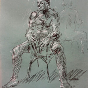 Thomas Guest Gwynfor A2 Charcoal and chalk on green sugar paper £75